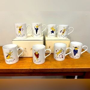 Pottery Barn Reindeer mugs - full set of 8